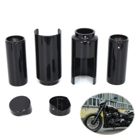 Unbranded Motorcycle Aluminum Black Upper/Lower Fork Cover Tube Cap For Harley Softail 18+