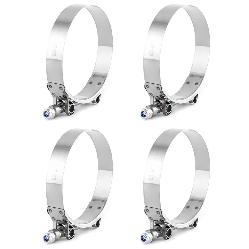 QWORK 3" T-Bolt Hose Clamp Stainless Steel, Working Range 83mm-91mm