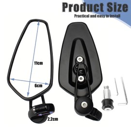 YUJYGAO Lenkerendenspiegel Motorrad 7/8" 22mm Universal Lenkerspiegel Rückspiegel kompatibel mit GROM MSX125, CB500F, Z750, MT-03, MT-07, FZ-07, MT-09, FZ-09, MT-10, FZ-10, FZ6,SV650, SV1000 (Schwarz)