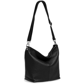 Caspar TL803 Women's Classic Elegant Leather Handbag - Black -