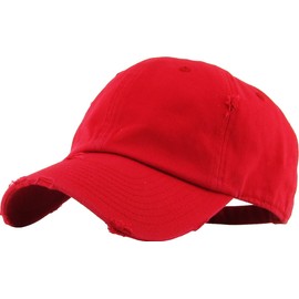 KBETHOS KBE-VINTAGE RED Washed Cotton Baseball Cap, Red