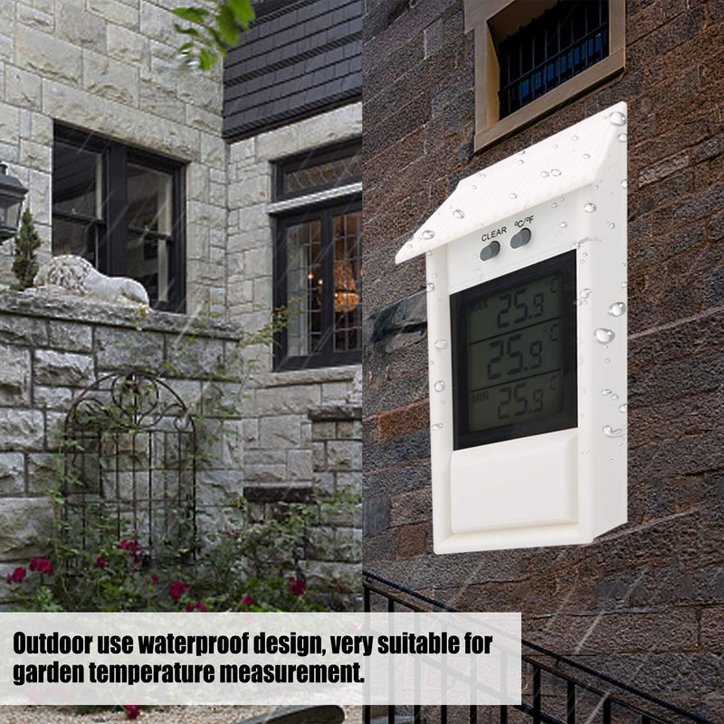 Outdoor Digital Thermometer Waterproof Garden Temperature Gauge Meter with Hook