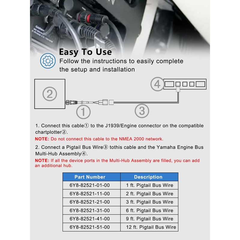 Replacement for 010-12770-00 Adapter Cable, for Yamaha Engine Bus to