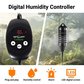 REPTI ZOO Reptile Digital Hygrometer Controller LED Humidistat Reptile Humidity Control for Reptile Terrariums Tank Reptile Humidifier Fogger Mushroom Greenhouse