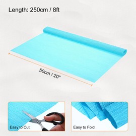 Rebower Crepe Paper Sheets, 50cm Wide 250cm Long Crepe Paper Roll Lake Blue Crepe Paper, [for Paper Flowers Making DIY Gift Wrapping Paper Crafts Party Streamers Deco]