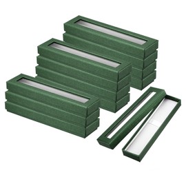PATIKIL Pen Gift Box, 12 Pack Empty Pen Case Cardboard Case with Clear Window Pen Presentation Display Box for Pencil Ballpoint Jewelry Business Office, Green