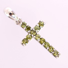 Ravishing Impressions Peridot Cross Chains Design Pendant Necklace 925 Sterling Silver Elegant dainty Necklace With Chain May Jewelry Gifts