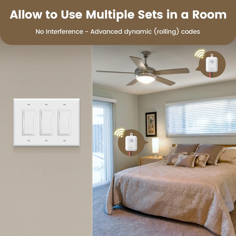 SURAIELEC Wireless Light Switch and Receiver Kit - No Neutral