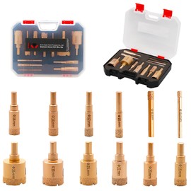 MORESUPERHARD Diamond Core Drill Bits Set 12Pcs,Vacuum Brazed Diamond Hole Saw Kit (6-35mm) Dry or Wet for Porcelain Tile Ceramic Marble Brick Concrete