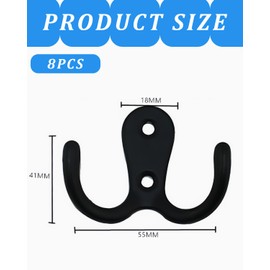 KGDUYC Double Wall Hooks, Coat Hooks, Pack of 8, Multi-Purpose Hooks, Stainless Steel Waterproof Wall Hooks, Vintage Coat Hooks, for Bathroom, Kitchen, Bedroom, Wardrobe