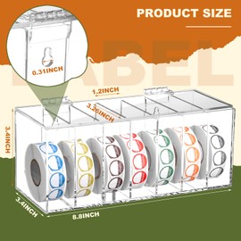 Gilprop 7000 Pcs 7 Days of The Week Stickers Label Dispenser Acrylic Sticker Dispenser Sticker Roll Holder Sticker Organizer 7 Slot Sticker Roll Dispenser Mon Sun for Kitchen Office Home Restaurant