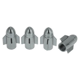 HEROFFIX 4 Pcs Rocket Style Tire Valve Stem Caps Decorative Tyre Valve Dust Covers 7x25.4mm Titanium Tone Aluminum Alloy
