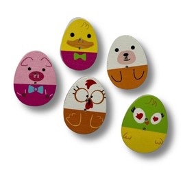 Upcycled Wood Buttons Farm Animals Pins - Chicken Button - Pig Pin - Duck Brooch - Dog Jewelry