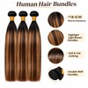 T1B/P430 Highlighted Light‑Brown Straight Hair Bundles 14/16/18