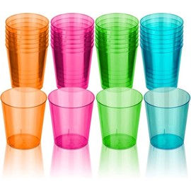 DecorRack 2 Oz Neon Shot Glasses, 120 Plastic Shot Cups, Disposable Party Cups, Mini Cups Shot Glasses (120 Pack)
