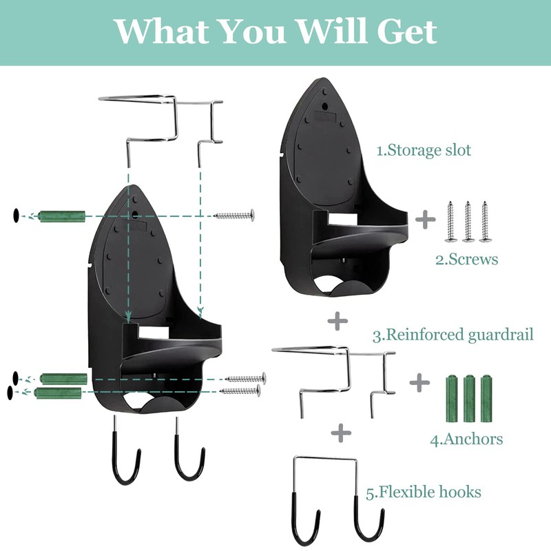 Ironing Board Hanger Wall Mount Electric Iron Holder Iron and