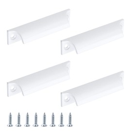 Coshar 4Pcs White Furniture Drawer Handles 3-Inch Hole Center Aluminum Alloy Window Sash Lift Handle for Sliding Window Kitchen Closet -White 4 Pieces