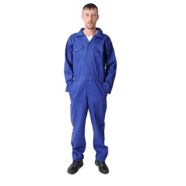 Road Master Men's Poly Cotton Coverall Overalls Painters Suit Decorators Mechanic Workwear Boiler Suit Cleaning Job Work Uniform with Two Chest Pockets, Royal Blue, X-Small
