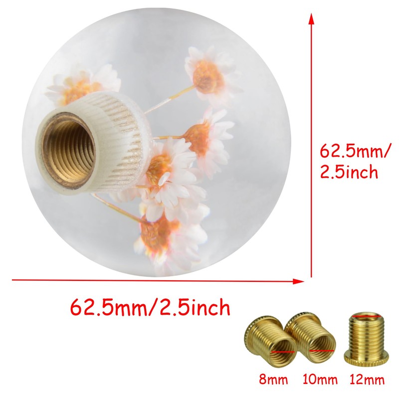 Lunsom Flower Shift Knob, Gear Stick Shifter Knob Crystal Round