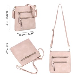 sourcing map Crossbody Purse for Women, PU Leather Zipper Pocket Small Block Bag Shoulder Handbags with Adjustable Strap, Pink