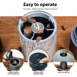 CERA+ Portable Burr Coffee Grinder Electric Espresso Grinder Machine Suitable for Travel,Camping,Hiking with Bag,Gold