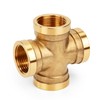 Brass Cross Pipe Fitting, 3/4 Female Threaded 4 Way Coupling