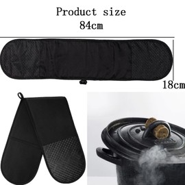 Oven Gloves Black Kitchen Accessories for Cooking Baking Grilling Double Oven Gloves Non-slip Oven Gloves Heat Resistant Maximum Heat Resistant Protection Home Essentials