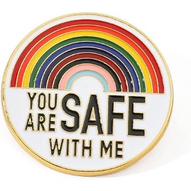 You are Safe with Me pins Enamel Lapel Pin Rainbow Pride Pin Cute Brooches Pin for Clothing Backpack Hat Decoration - Colour: B