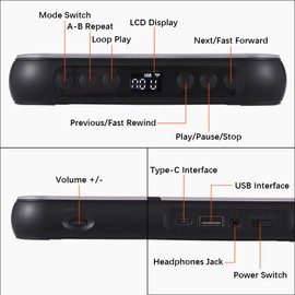 SHUAIGUO CD Player Portable BT Music Player CD Runner with Dustproof Cover 6 Modes A-B Repeat Timer Remote Control External Playback Function Home Desktop CD Player