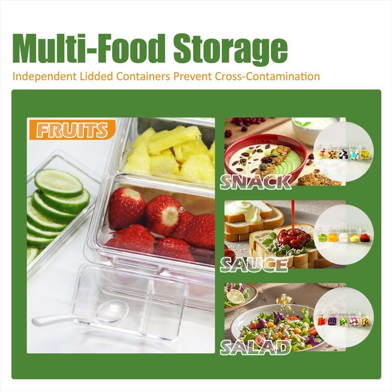 IVYHOME Chilled Condiment Server | Taco Bar Serving Set for