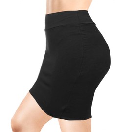 Girstunm Women's Casual Pencil Skirt Slim Short Skirt Business Style Short Skirt Summer High Waist Stretch Short Skirt with Slit, A-blackmini