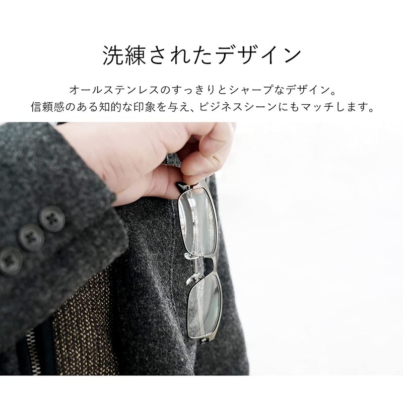 LANCETTI 老眼鏡 メンズ おしゃれ ブルーライトカット 度数 1.0 シルバーマット LC-R701