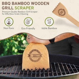 BBQ Beech Wooden Grill Scraper, for Griddle and Grills, Cleans Top and Between, Fit to Traeger Grill