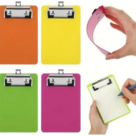 4 Pack Small Clipboards, 4 x 6 InchMini Clip Board Notepads Clipboard, Letter Size Plastic Pocket Clipboard with Low Profile Clip, for Office Classroom Supplies