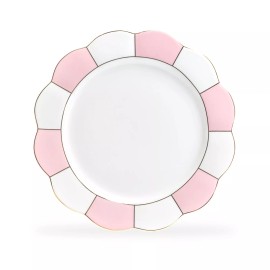 Grace's Teaware Grace Teaware 11" Pink Gold Scallop Fine Porcelain Dinner Plate Set of 4