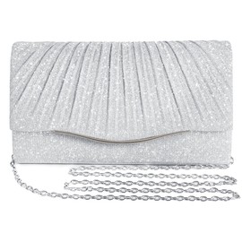 Clutch Purses for Women Formal Dressy Evening Bag Handbags Crossbody Bag for Wedding Cocktail Prom Party Elegance Charm (Silver)