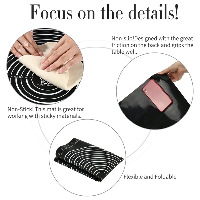 Folksy Super Kitchen Super Kitchen Non-slip Silicone Pastry Mat 28