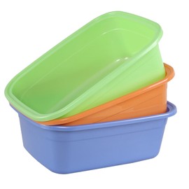 Xyskin 18 Quart Large Rectangular Plastic Washing Basins, Dish Pans for Washing and Storage, 3 Packs, Colorful