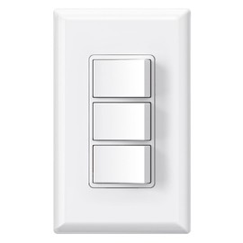 ELEGRP Decorator Triple Rocker Light Switch, Three Single Pole Electrical Paddle, 15A 120V, In-Wall On/Off, Self-grounding, With Screwless Wall Plate, UL Listed (1 Pack, Glossy White)