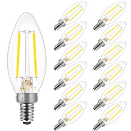 Energetic B11 E12 Candelabra LED Bulbs 60 Watt Equivalent, Dimmable LED Chandelier Light Bulbs, Daylight 5000K, 550LM, Decorative Candle Base Filament Bulb, UL Listed, 12 Pack