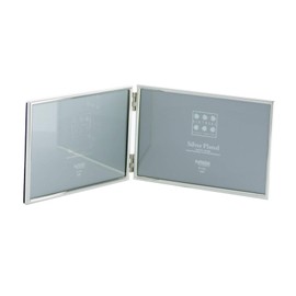 Sixtrees Cambridge 2-400-64HD Silver Plated Folding Photo Frame for two 4" x 6" Pictures - Complete with microfibre polishing cloth.