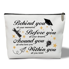 rizotus Makeup Bag - Behind You All Your Memories, Graduation Gift for Her, Him, Girl, Daughter, Student, Inspirational Multifunction Makeup Bag Purse, Toiletry Bag Pouch Travel Accessories -04