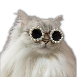 Cat/Dog Pearl Sunglasses - Pet Extravagant Funny Cute Dress Up Costume Accessories for Party (Black,Small)