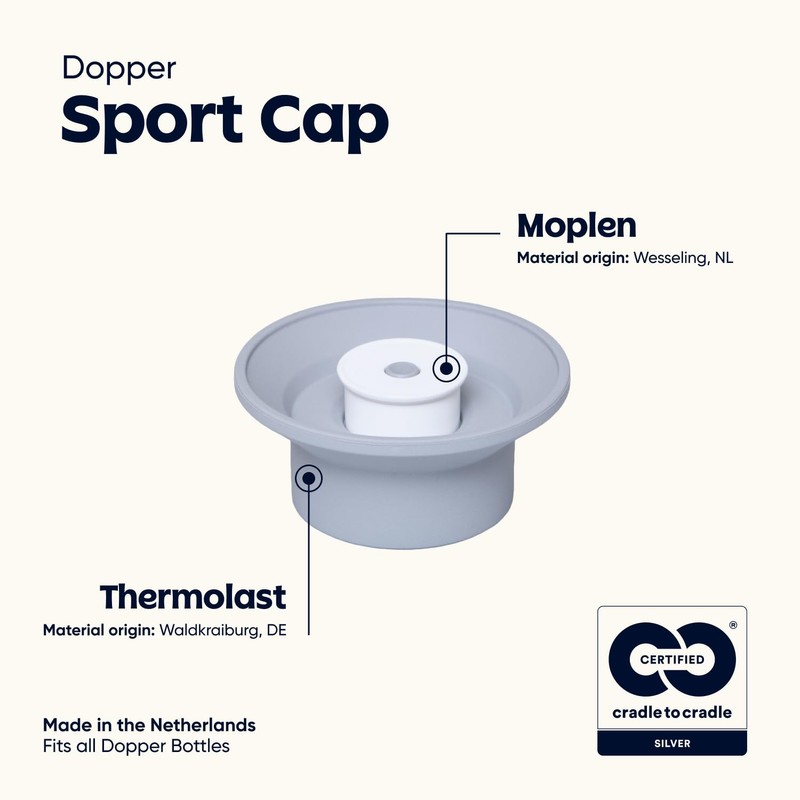 Dopper Sport Cap Arctic Grey Sports Attachment - Extendable Mouthpiece