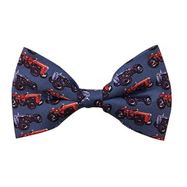 Colourful Tractors Silk Bow Tie Dark Blue
