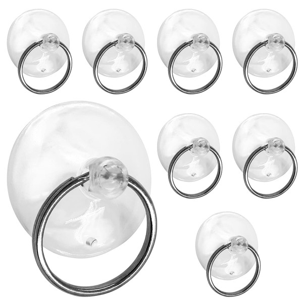 Piutouyar 12Pcs Suction Cup with Ring 1.6"/40mm Clear Key Ring