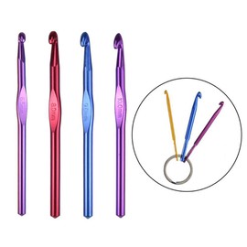 Large Size Aluminum Crochet Hook Set 6.5m(K)/8mm(L)/9mm(M)/10mm(N)/12mm(O)Knitting Needles Craft Weave Yarn Set - Mini Keychain Set Included