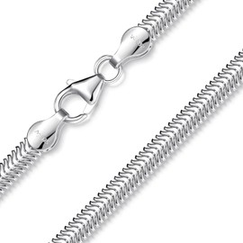 MATERIA by Matthias Wagner Snake Chain Silver 925 Flat Women's Necklace 4.2 mm K50, Sterling Silver