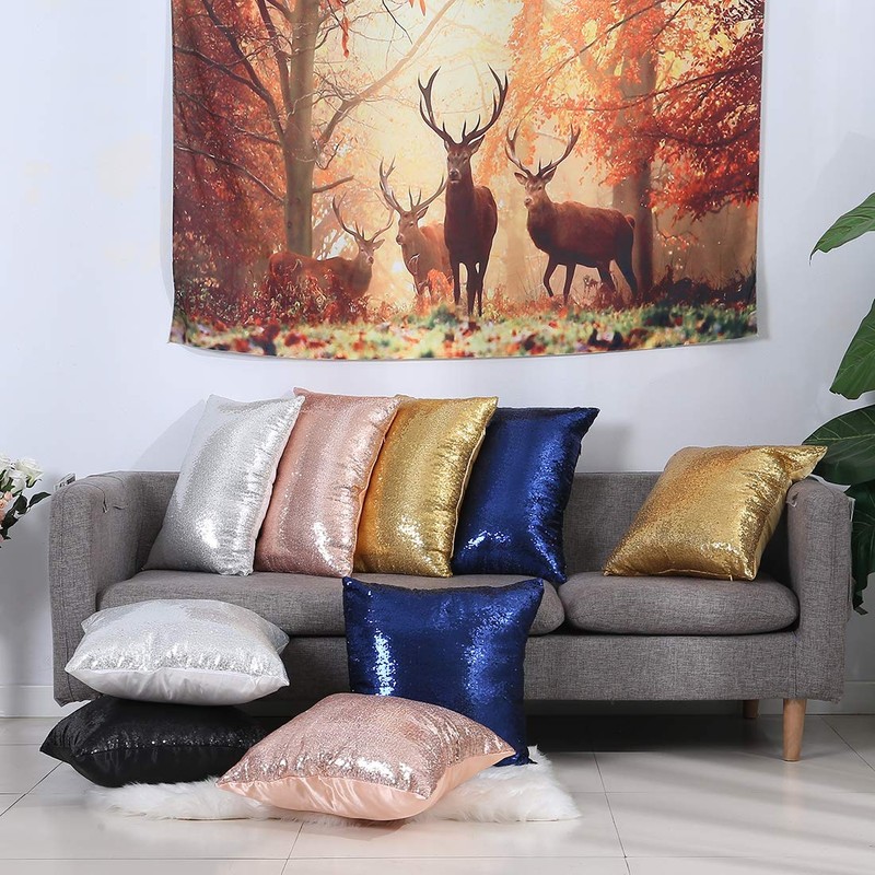 Eternal Beauty Silver 2 PCS Square Sequin Cushion Covers 18