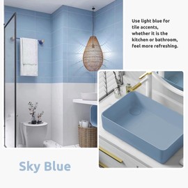 Jungarian Tub and Tile Refinishing Kit 17.5oz with Tools, Low Odor DIY Bathroom Paint Sink Tub Countertop Tile Shower Paint for Bathroom Kitchen Porcelain Fiberglass, Semi-Gloss Sky Blue